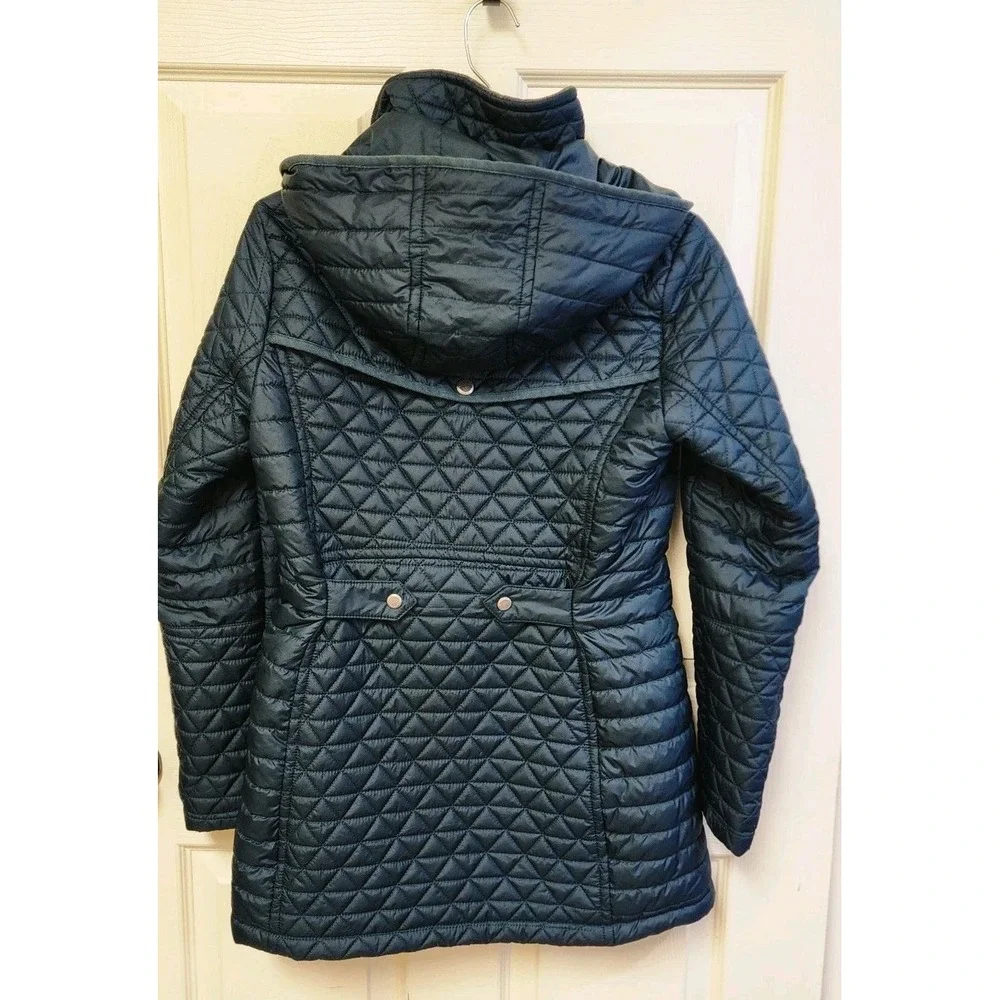 Women Marc New York Andrew Green Qiulted Coat, Removaable Hood, Pockets,...